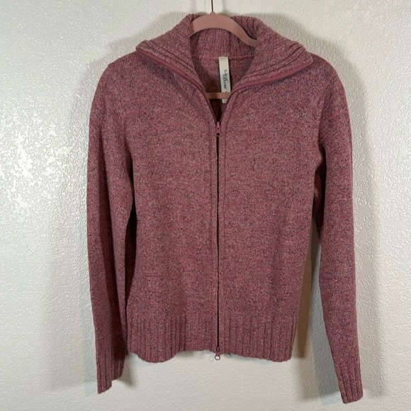 L.A. Blues Pink Gray Speckled Knit 2-Way Zipper Cardigan Sweater Size Medium NWT - Picture 1 of 6